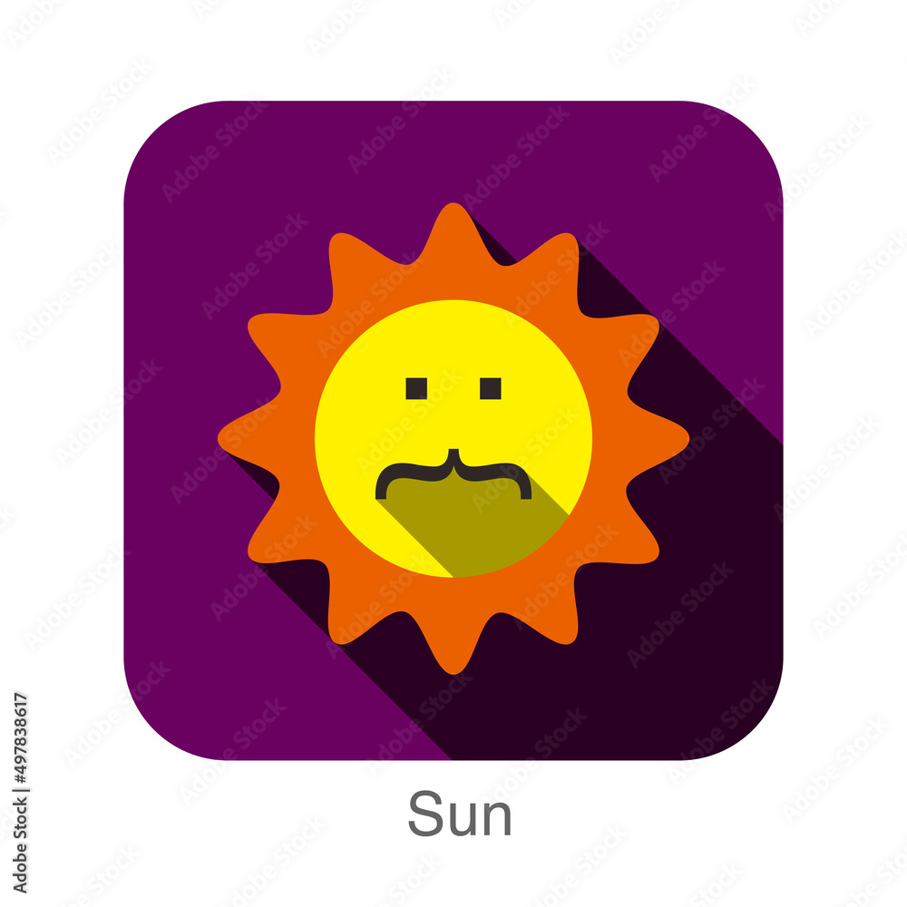 sun face flat icon design. icons series.