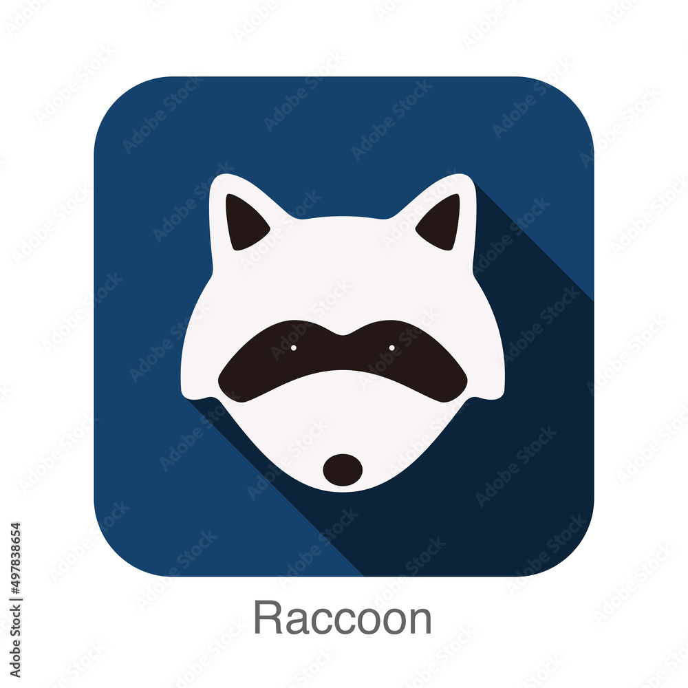 Naklejka premium Raccoon animal face flat design
