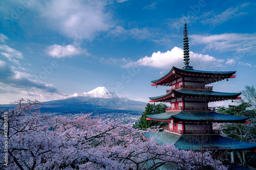 Japanese scenery - Mt. Fuji  cherry blossoms  shrines and temples  pagodas                                                                                    