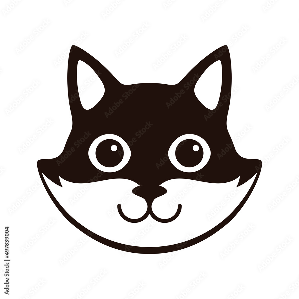 Cute Black and white cat, cartoon flat icon design, like a logo Cute Black and white cat, cartoon flat icon design, like a logo