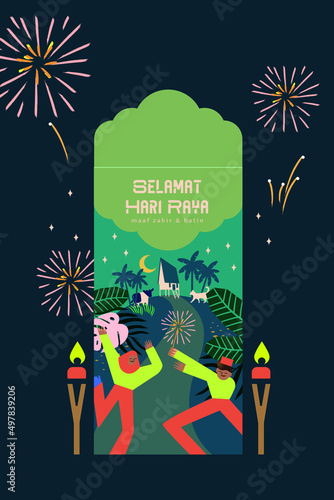 hari raya greetings in Malay language/ selamat hari raya literally means Muslim celebration day