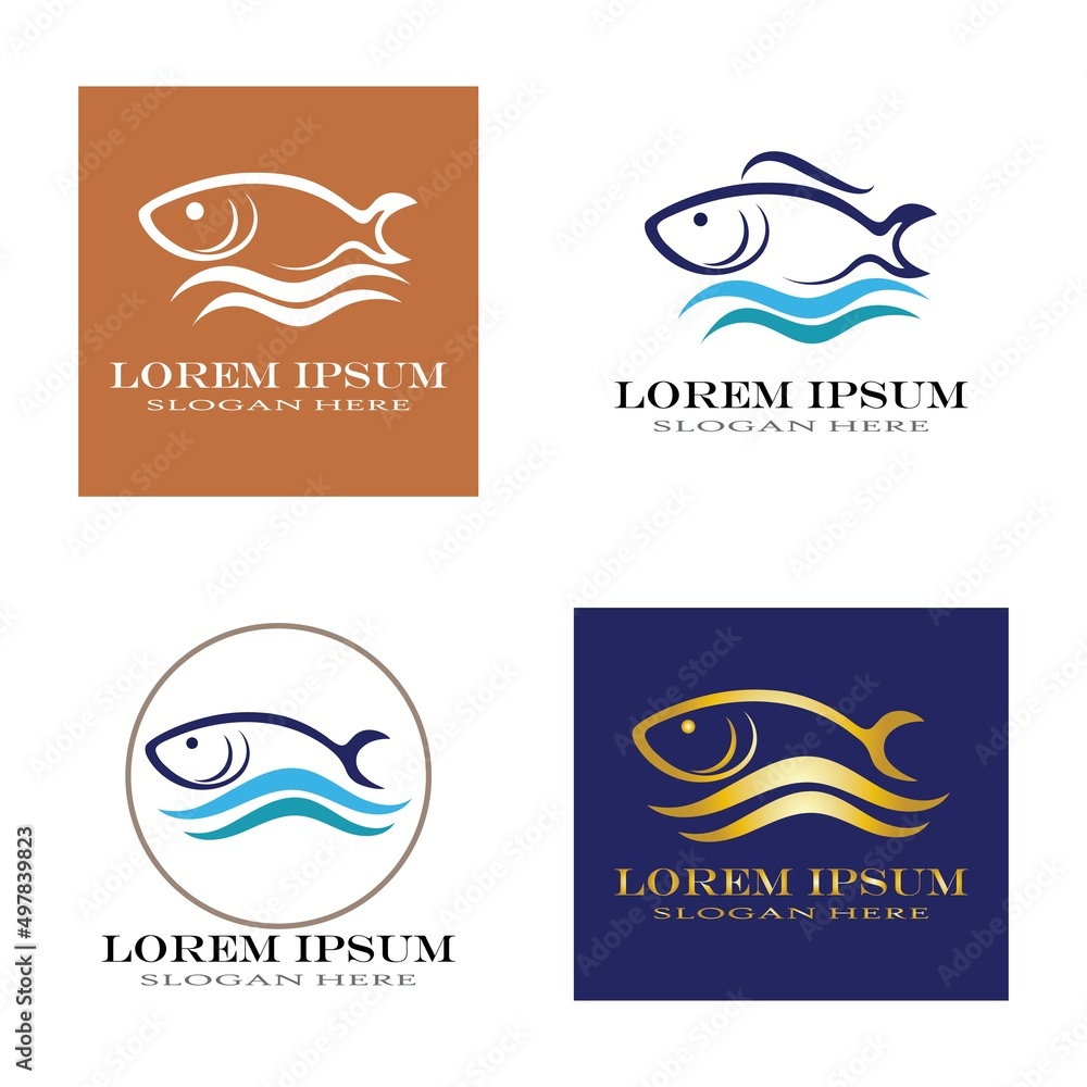 Fish logo icon design template vector