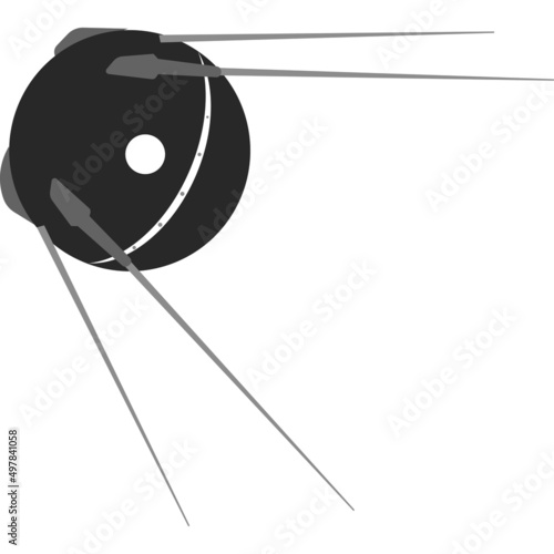 The icon of a round artificial satellite. Vector image.