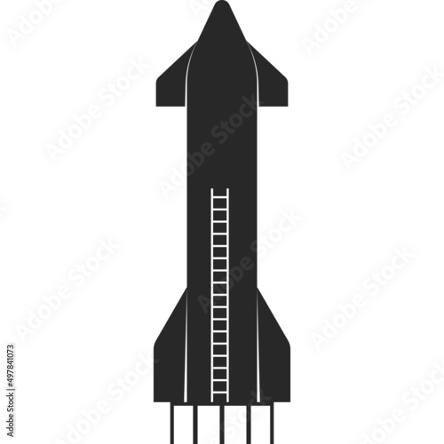 A spacecraft with a ladder. A flat icon.