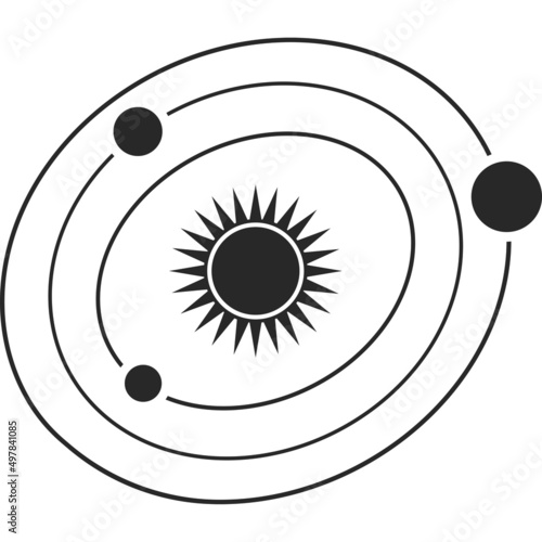 Planets in orbits around the Sun. Vector image.
