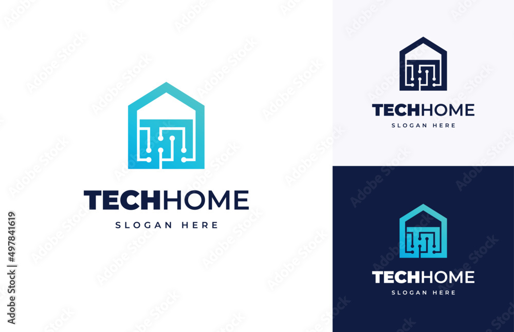 Home tech network idea security automation vector logo design, Creative tech building construction house circuit logo design Home tech network idea security automation vector logo design, Creative tech building construction house circuit logo design