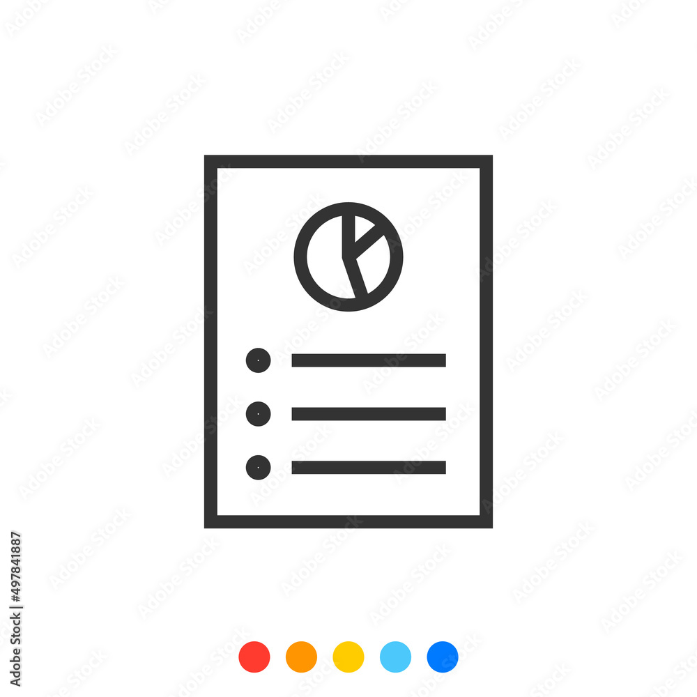 Outline Document icon of Data with Pie Chart Symbol, Business Information icon, Vector and Illustration. Outline Document icon of Data with Pie Chart Symbol, Business Information icon, Vector and Illustration.