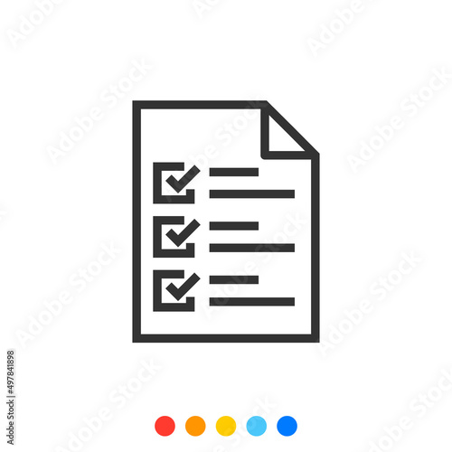 Simple Document Checklist Outline icon, Vector and Illustration. © aiinue