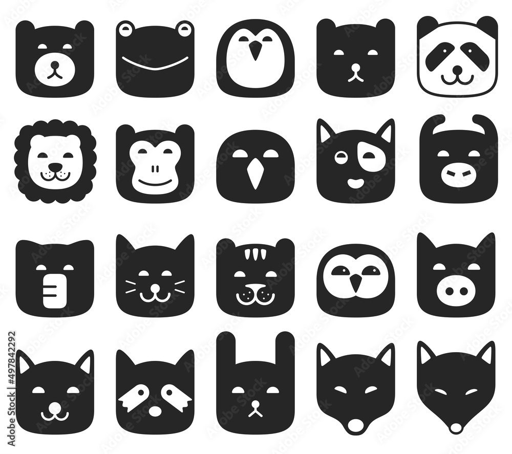 Animal face flat icon, like lion, dog, bear. Vector Animal face flat icon, like lion, dog, bear. Vector
