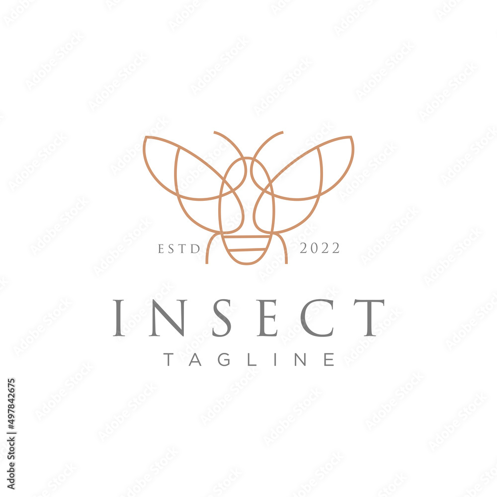 lines hipster fly insect logo symbol vector icon illustration graphic design Stock lines hipster fly insect logo symbol vector icon illustration graphic design Stock