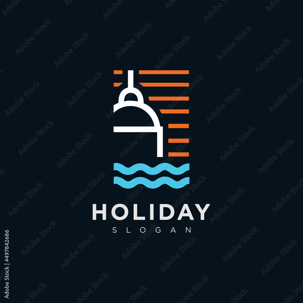 Santorini Aegean Sea Island Landmarks Travel Flat Concept Vector Illustration. Santorini greek island logo icon design template Santorini Aegean Sea Island Landmarks Travel Flat Concept Vector Illustration. Santorini greek island logo icon design template