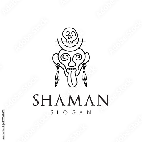 Shaman logo symbol mascot esoteric magic sacred icon mystic ethnic illustration
