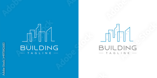 Building Logo city Line Art Style Abstract Design Inspiration
