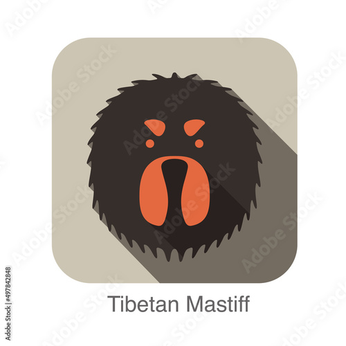 Tibetan Mastiff dog face flat design