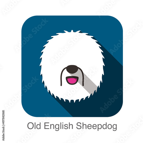 Old English Sheepdog face flat design