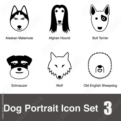 Dog face portrait icon set