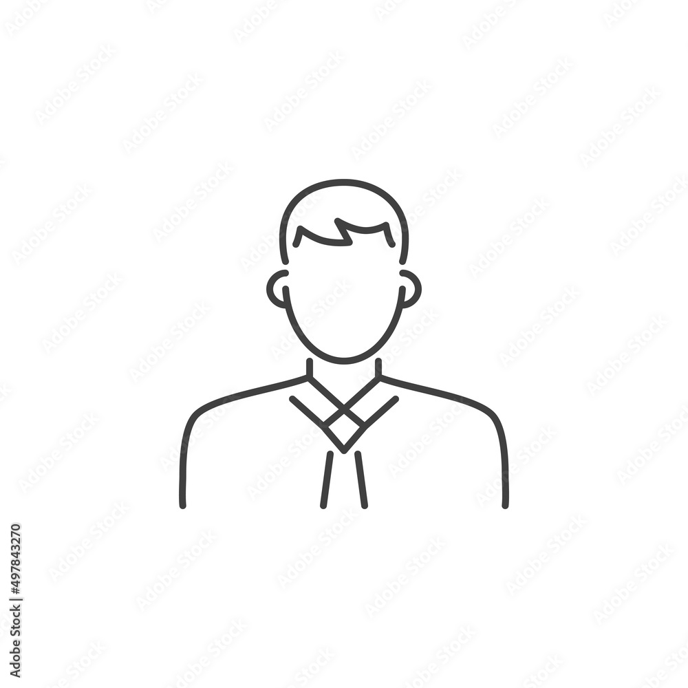 Business man related vector glyph icon. Male face silhouette with office suit and tie. User avatar profile. Employee sign. Vector illustration