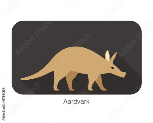 aardvark walking flat icon, side view, vector illustration photo
