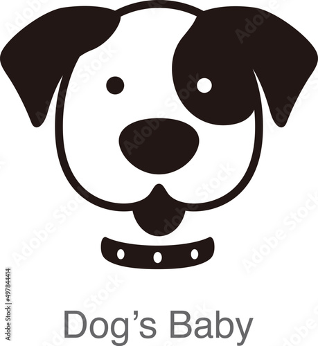 dog cartoon face, flat animal face icon, vector illustration