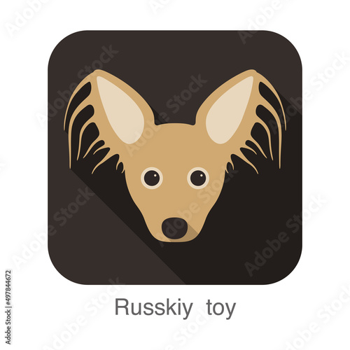 russkiy roy dog face portrait flat icon design, vector illustration
