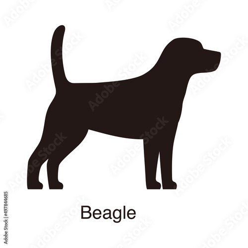 beagle dog silhouette, side view, vector illustration