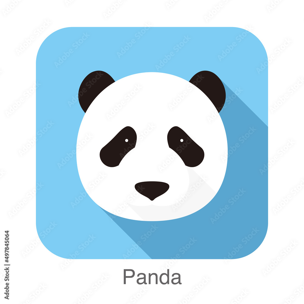 panda face flat icon design. Animal icons series., vector illustration panda face flat icon design. Animal icons series., vector illustration