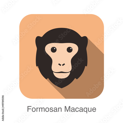 cute monkey face, Formosan macaque flat icon design, vector illustration