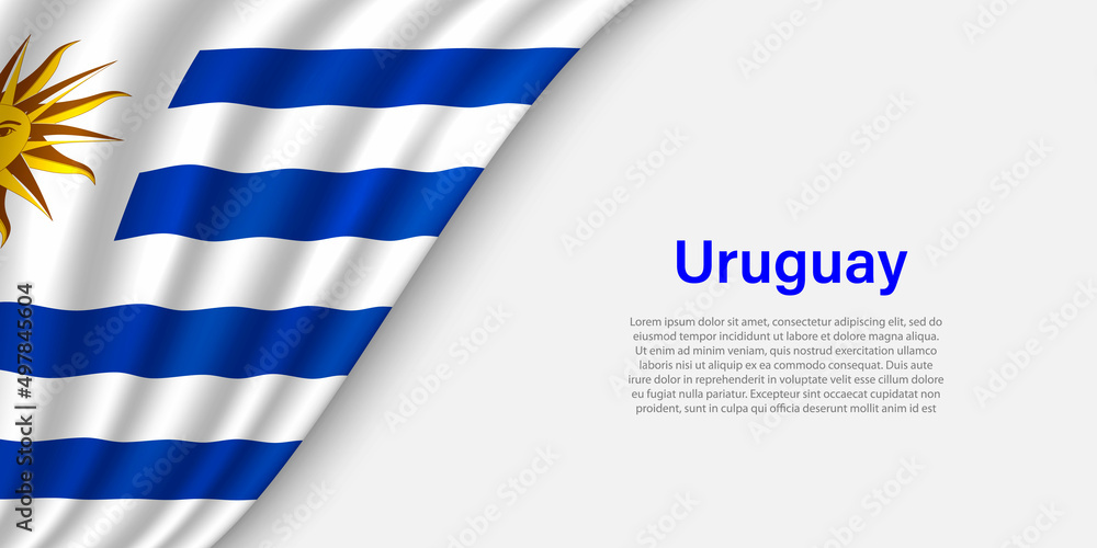 Wave flag of Uruguay on white background. Wave flag of Uruguay on white background.