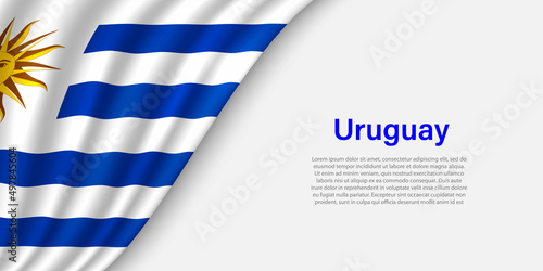 Wave flag of Uruguay on white background. photo