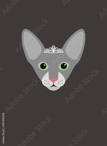 Portrait of cat, wearing a crown, like a queen, cool style, cosplay