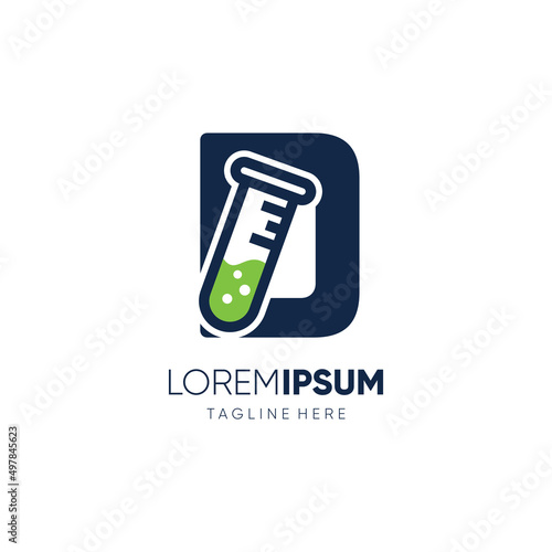 Letter D Chemistry Logo Design Vector Icon Emblem Illustration