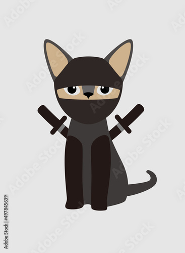 Portrait of ninja cat, wearing something, cool style