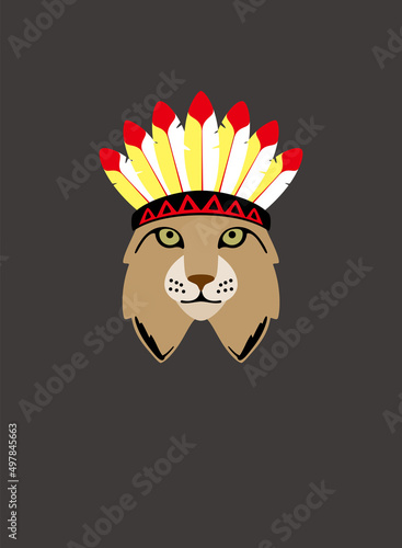 Portrait of cat, wearing hat, like an Indian, cool style, cosplay