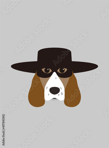 Portrait of dog, wearing mask, like Zorro, cool style