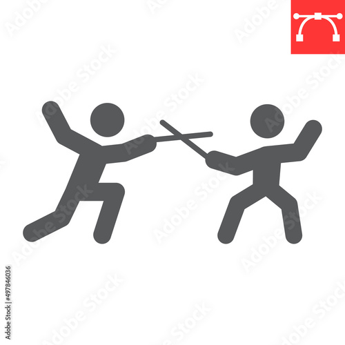 Fencing sport glyph icon, sport and fight, fencing vector icon, vector graphics, editable stroke solid sign, eps 10.