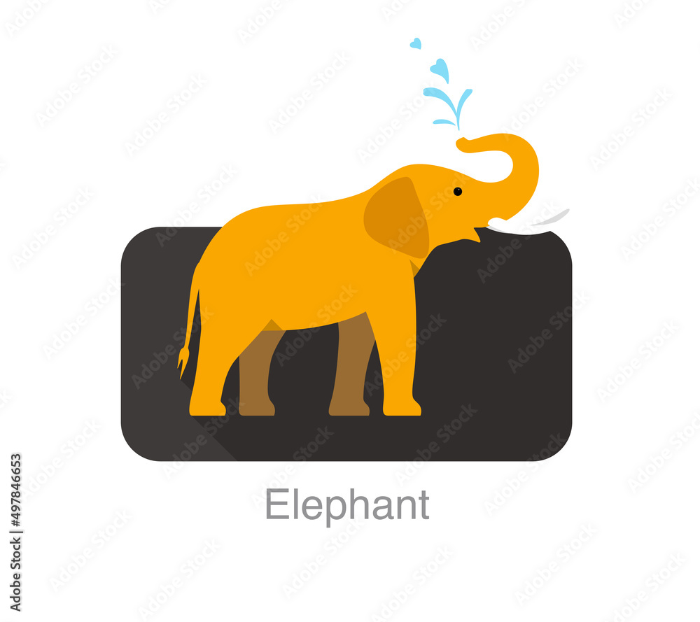 Elephant spray the water with nose, vector illustration