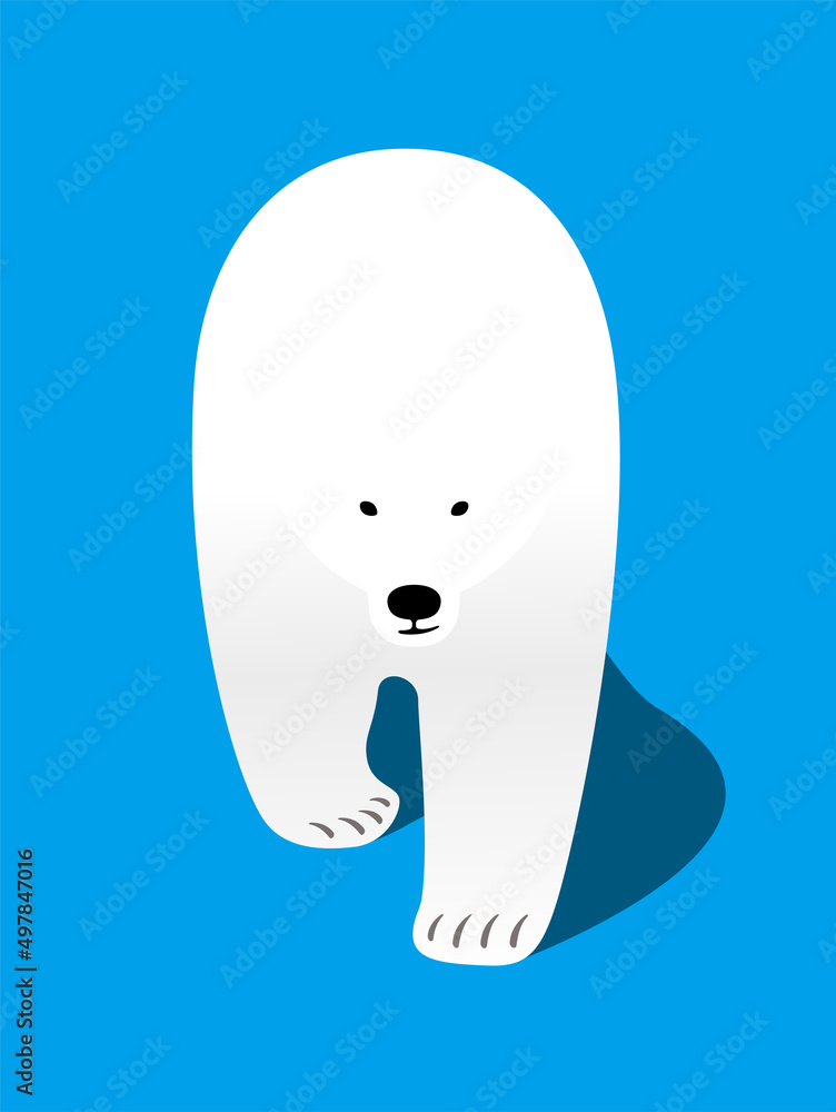 Polar bear walking flat 3D icon design, vector illustration Polar bear walking flat 3D icon design, vector illustration