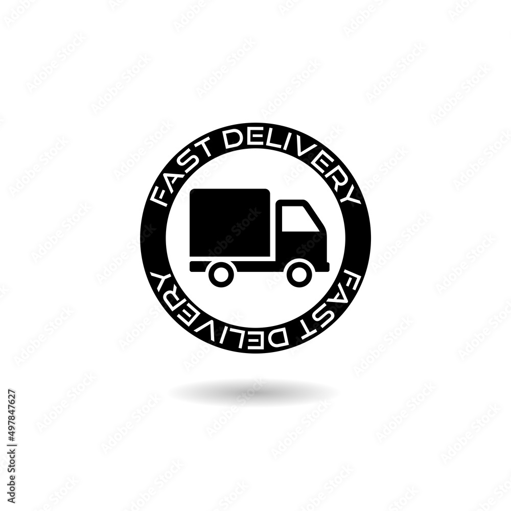 Delivery truck icon with shadow Delivery truck icon with shadow