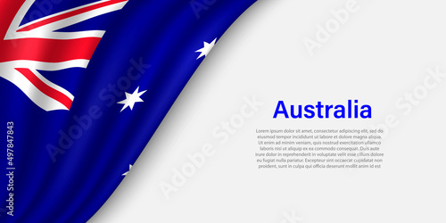 Wave flag of Australia on white background.