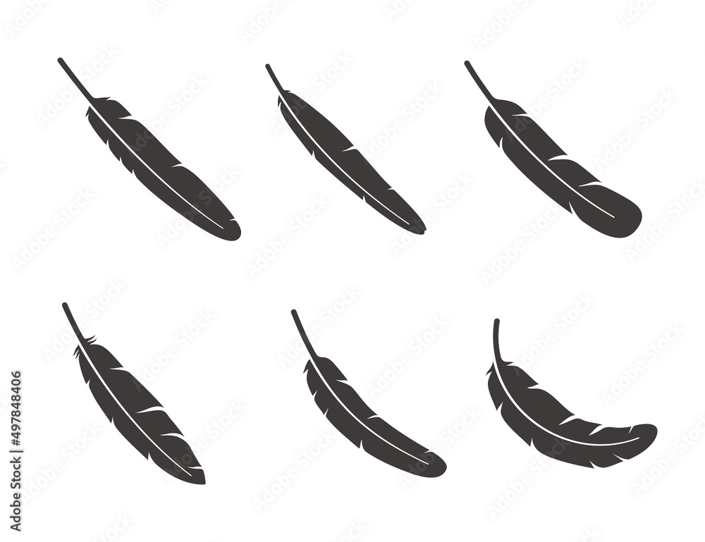Feather pattern icon set, vector illustration Feather pattern icon set, vector illustration