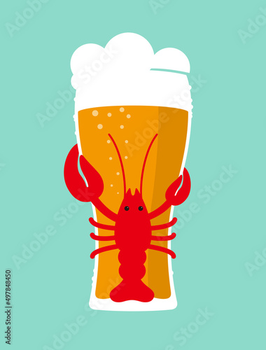 Lobster holding beer bottle