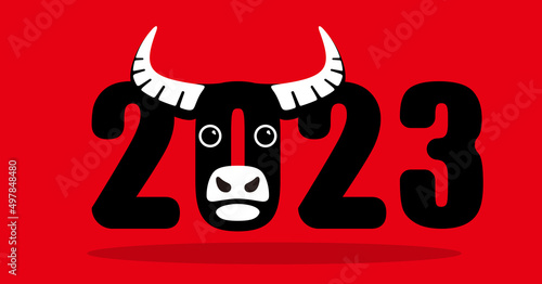 Asian buffalo face flat icon design, vector illustration