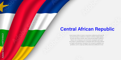 Wave flag of Central African Republic on white background.