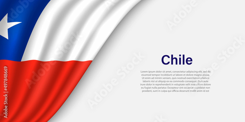 Wave flag of Chile on white background.
