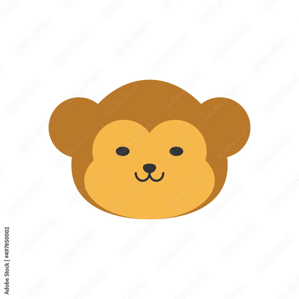Monkey animal head clip art illustration icon design template vector