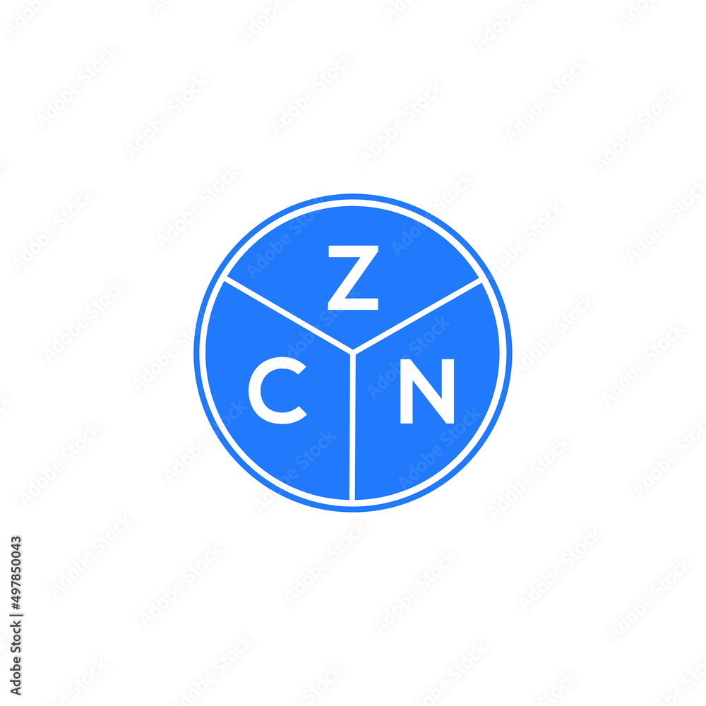 ZCN letter logo design on white background. ZCN  creative circle letter logo concept. ZCN letter design.