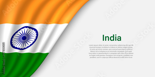 Wave flag of India on white background.