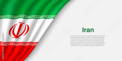 Wave flag of Iran on white background.