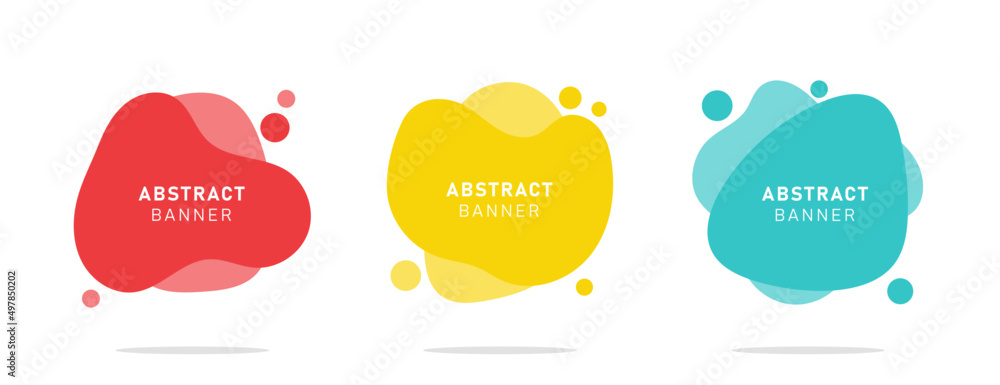 Set of colorful modern flat abstract liquid blob banner