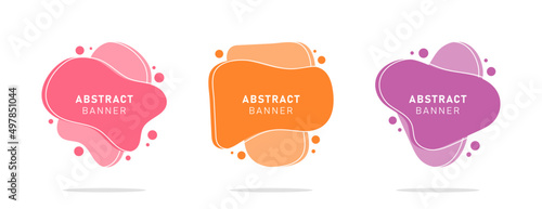 Set of colorful modern flat abstract liquid blob banner